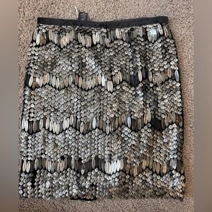 Per Se Silver and Black Sequin Pencil Skirt